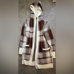 Almost famous open cardigan with hood, pockets NWT SMALL